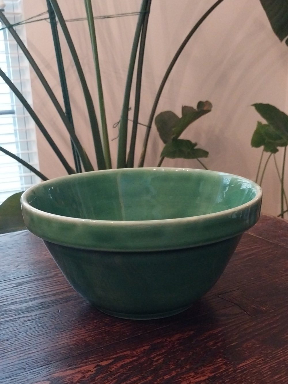 Vintage Green Ceramic Serving Bowl